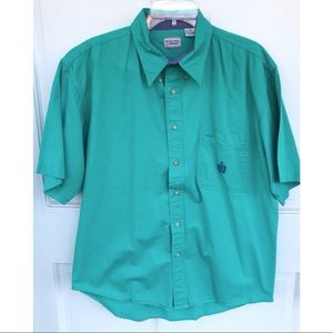 Bugle Boy Vintage 90s Green Short Sleeve Men’s Button Down Shirt | Size Large